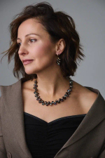 Серьги "Деора" шоколадный чешский хрусталь, оттенок золото