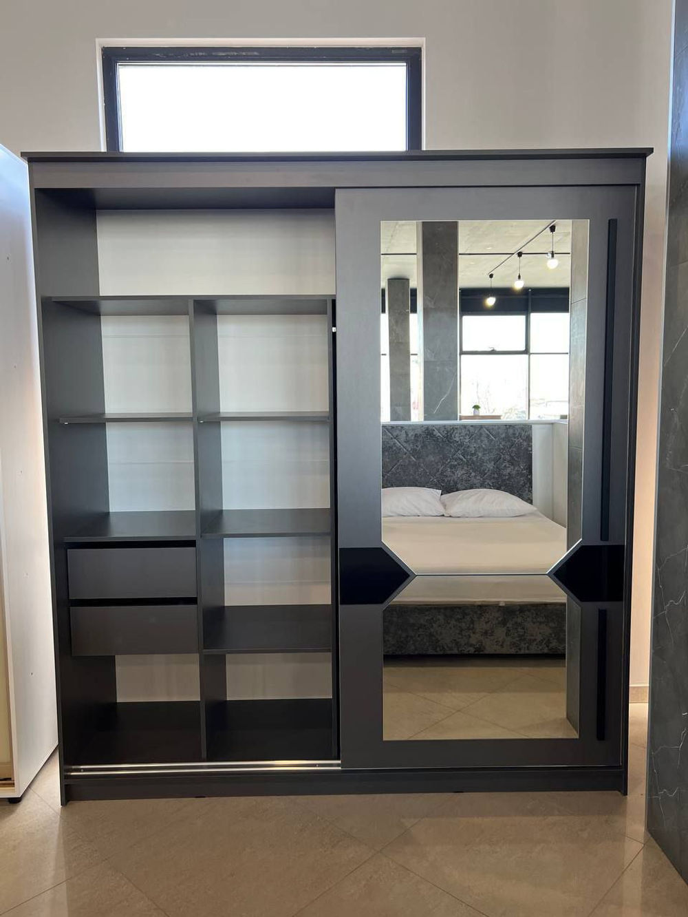 Шкаф-купе № 25 Блэк Лайт 200 см