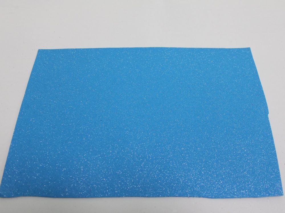 `Фоамиран &quot;глиттерный&quot; с клеевой основой, Китай, толщина 2 мм, размер 20x30 см, цвет голубой