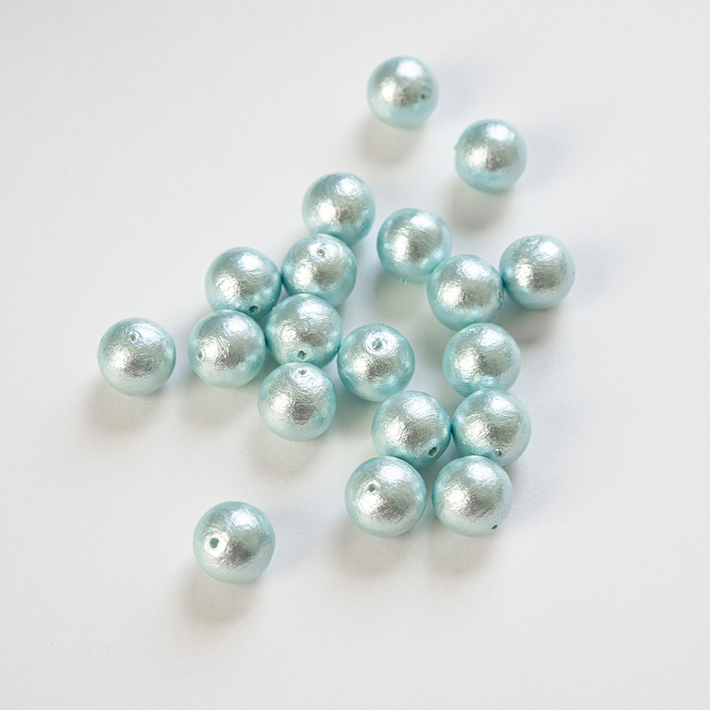 Хлопковый жемчуг, оттенок "Aqua", шар 12мм, сквозное отверстие