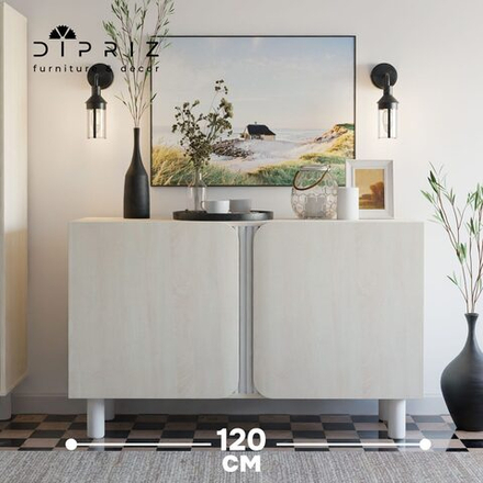 Дизайнерская тумба Ола 2 двери, шкаф-буфет на ножках, 120х40х75 см, ЛДСП/сосна