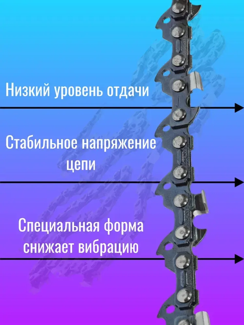 Цепь для бензопилы, 64 звеньев, шаг 3/8", толщина 1,3 мм/цепь пильная