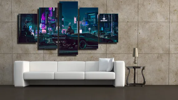 Модульная картина "Киберпанк 2077 - Ночной Город"