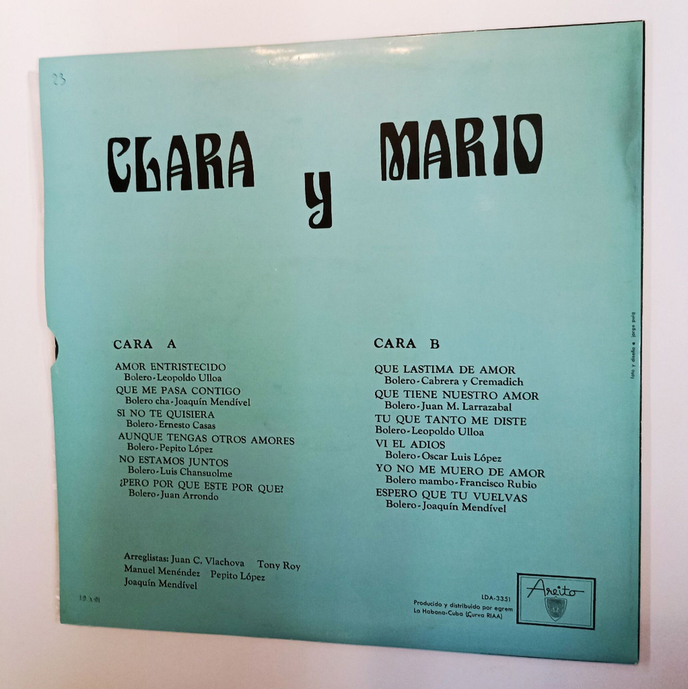 Винтажная виниловая пластинка LP LP Clara Y Mario (Cuba 1980)