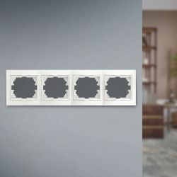 Рамка для розеток и выключателей Intro Plano 1-504-06 на 4 поста горизонтальная, СУ, перламутр