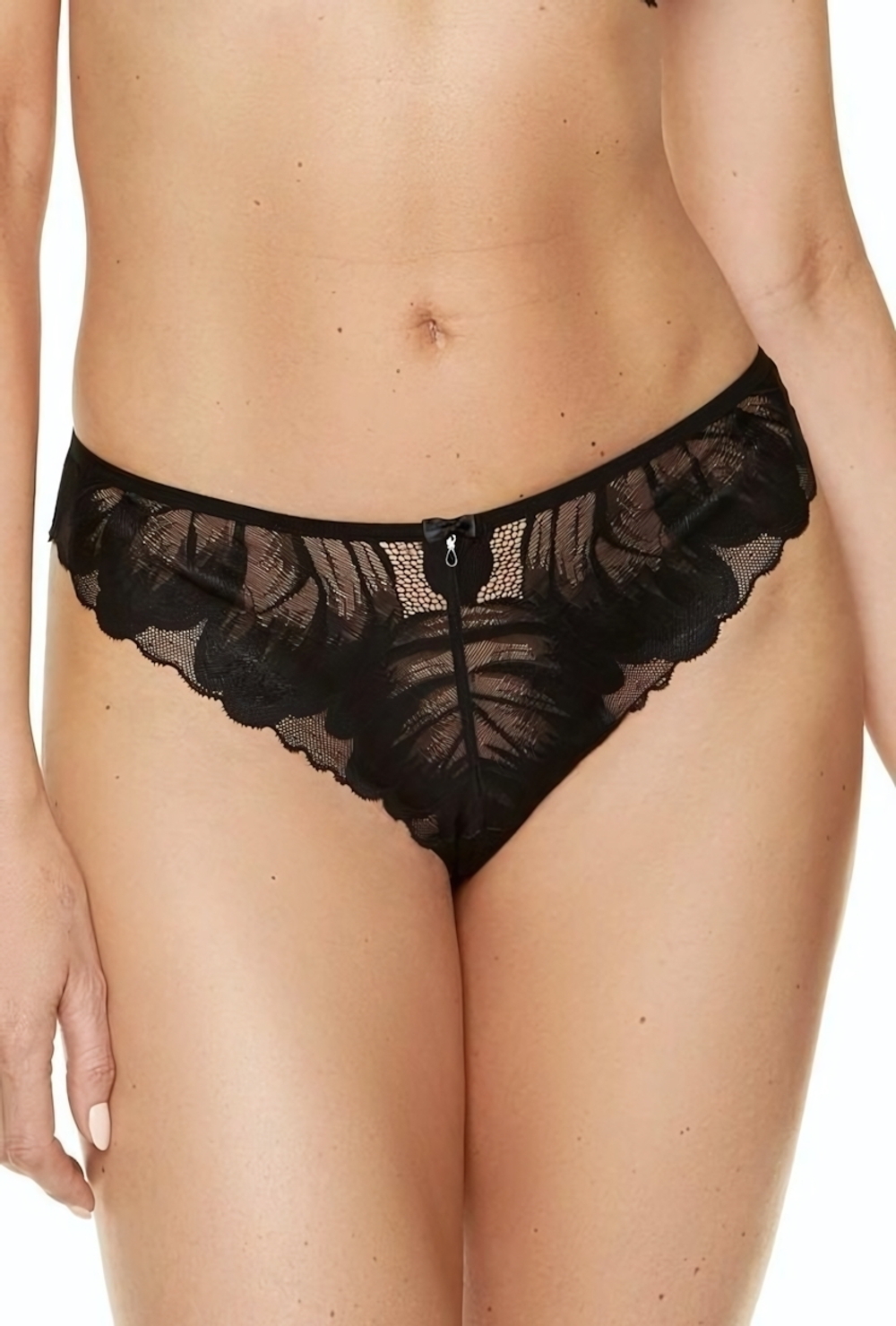Трусики-стринги Moon из кружевного полотна (Размер: 36) (Цвет: черный)