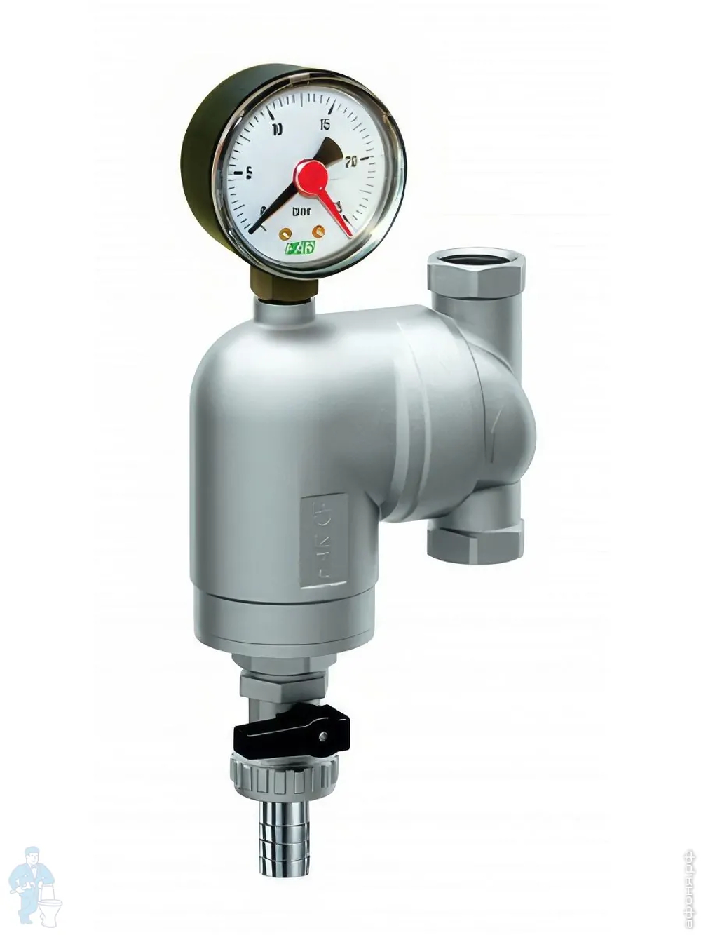 Фильтр 100мкм, с манометром, Max: 95 °C, 25 бар. Поворотное соединение 1/2" ВР