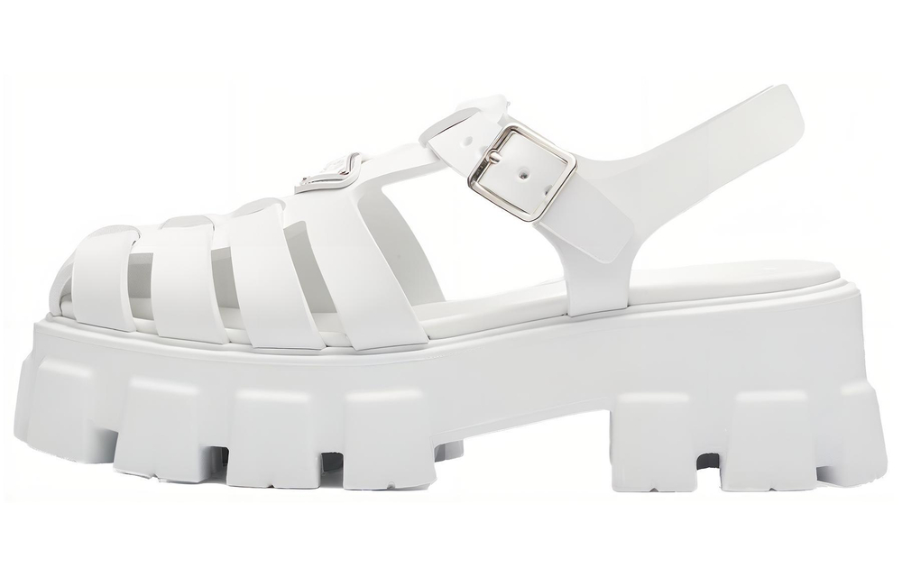 PRADA Monolith Foam Rubber 55mm Sandals White Women"s