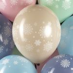 Шар (12''/30 см) Снежинки, Ассорти, пастель, 5 ст, 25 шт.