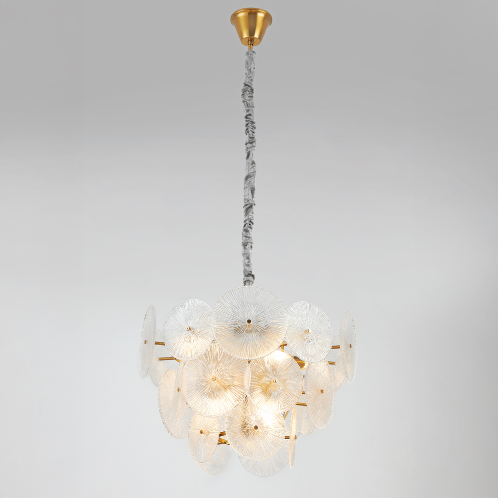 799083 Люстра RETRO 8х8W (led) E14 ЛАТУНЬ/ПРОЗРАЧНЫ