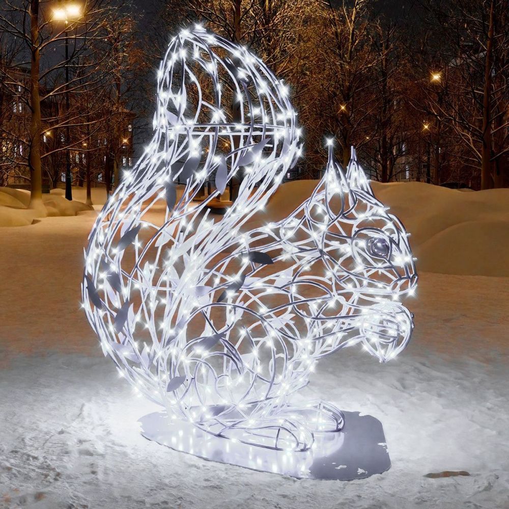 светодиодная уличная фигура "Белка с орехом"