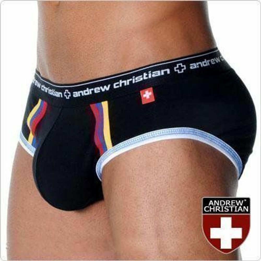 Мужские трусы брифы черные Andrew Christaian Black Colour Line