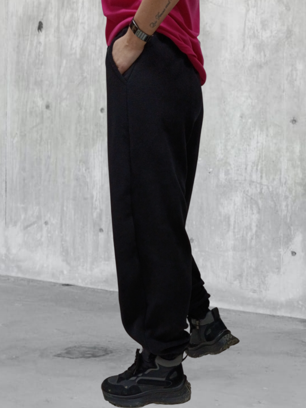 2133 Брюки-джоггеры флисовые черные (56-176)