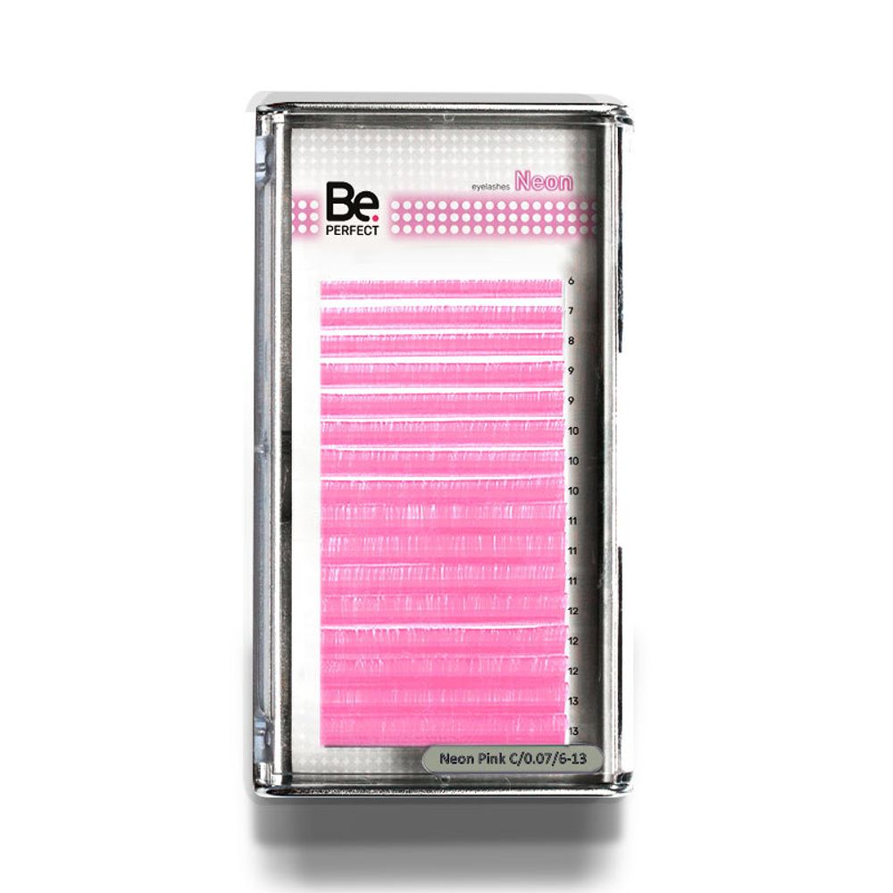 Цветные ресницы BePerfect Neon Pink MIX 16 линий