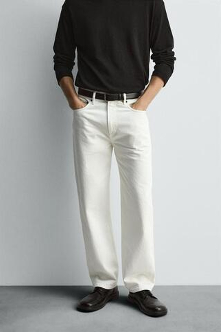 ZARA ДЖИНСЫ STRAIGHT ДЛИНОЙ ДО ЩИКОЛОТКИ, БЕЛЫЙ
