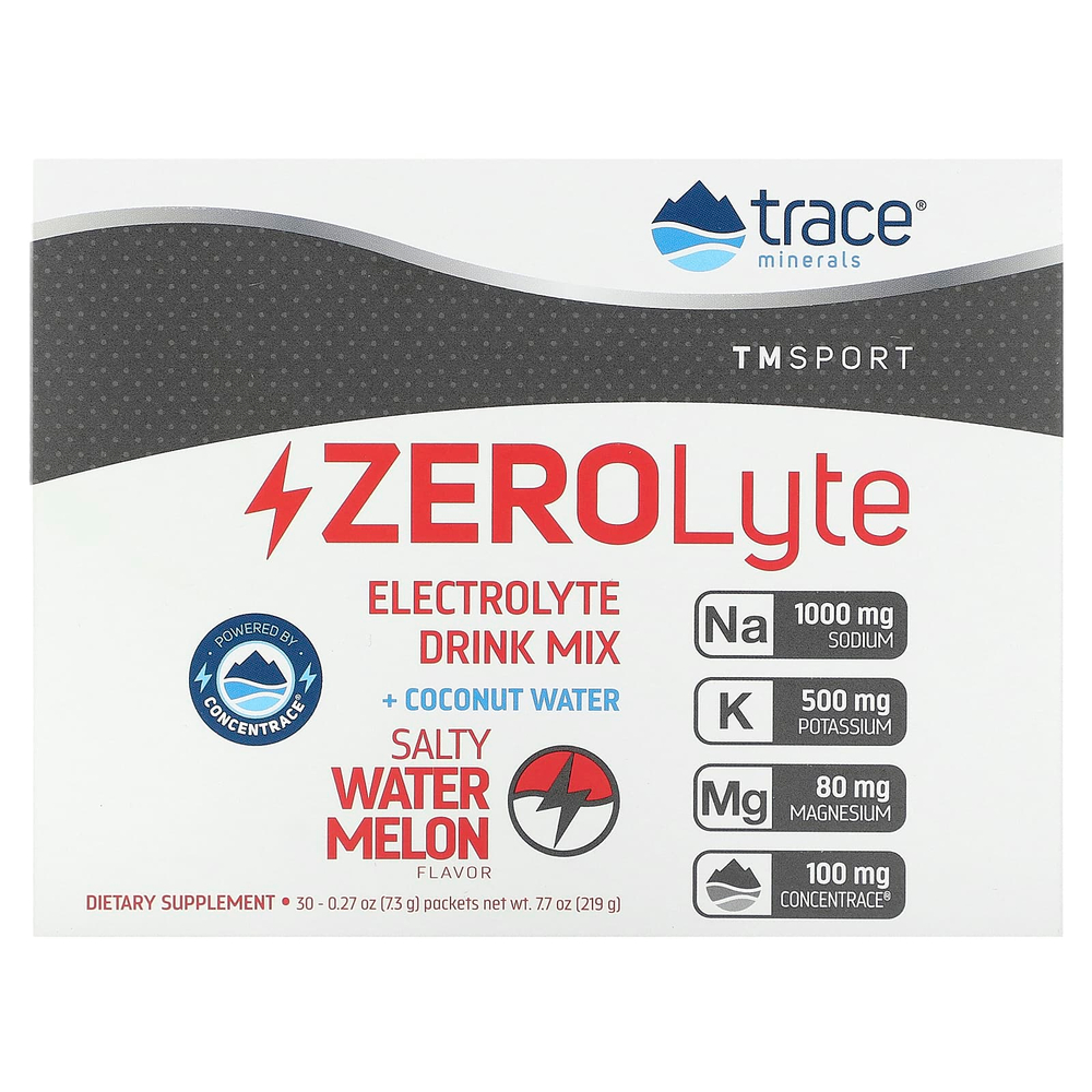 Trace, TM Sport, ZEROLyte, смесь для приготовления электролитического напитка, со вкусом соленого арбуза, 30 пакетиков по 7,3 г (0,27 унции)