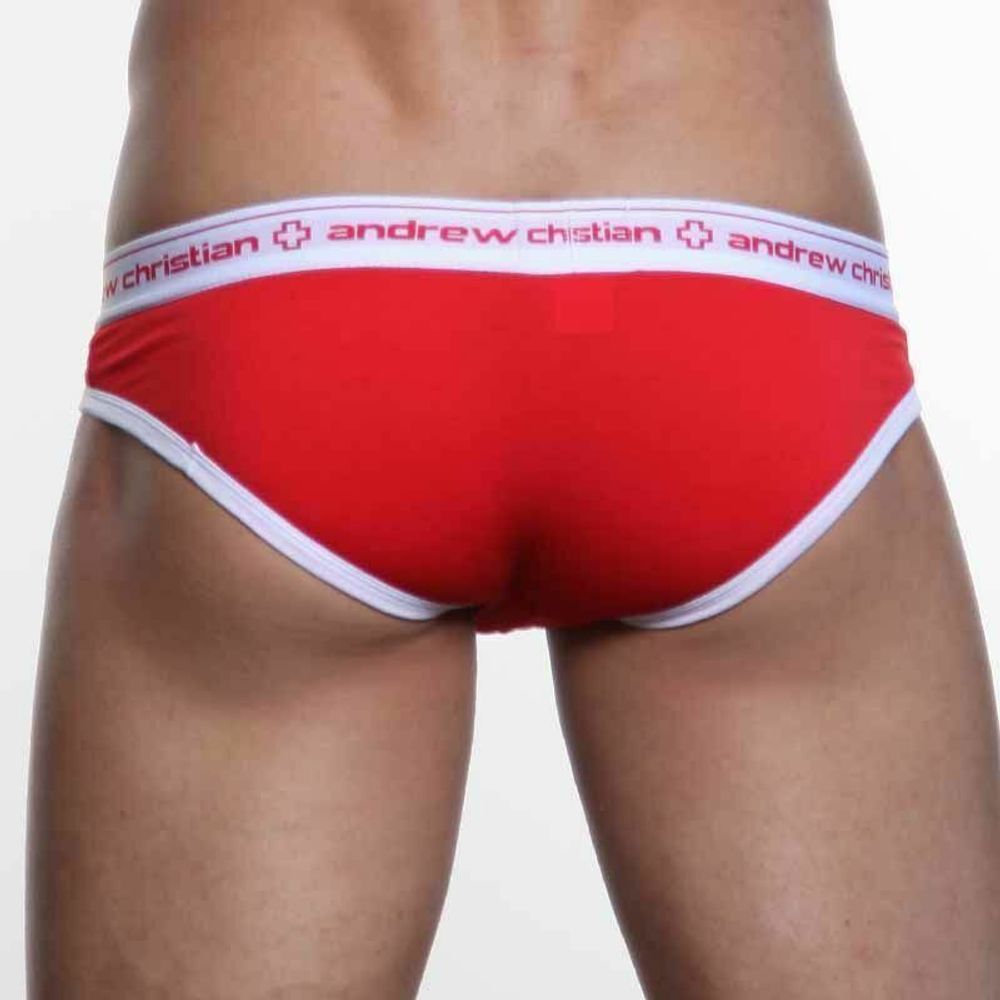 Мужские трусы брифы красные Andrew Christian Cotton Brief  4573