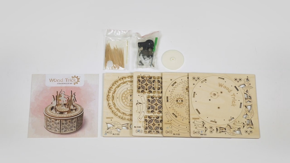 Танцующие балерины от WoodTrick Сборная модель музыкальной шкатулки - деревянный конструктор, 3D пазл