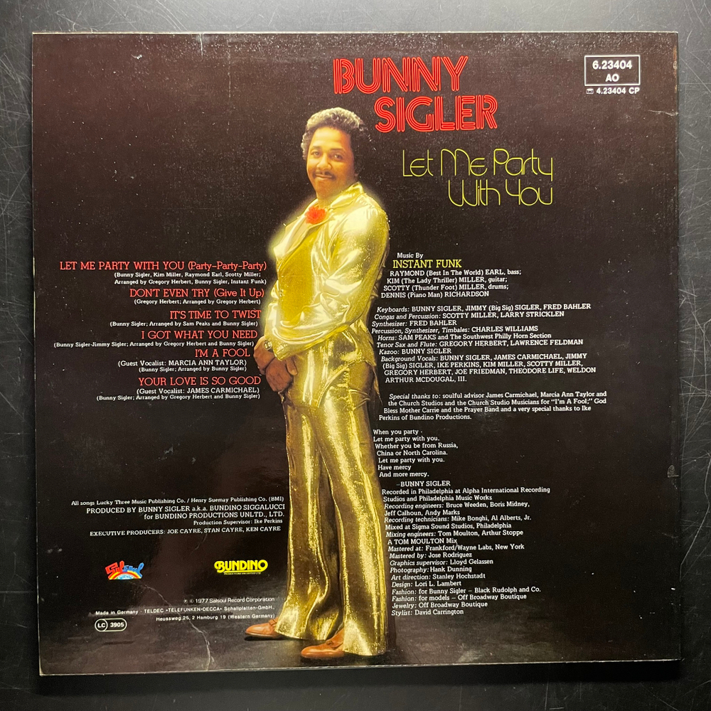 Bunny Sigler ‎– Let Me Party With You (Германия 1977г.)