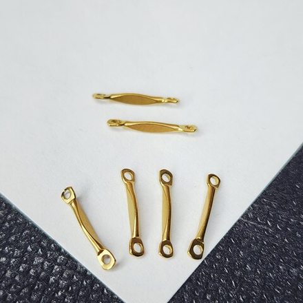 Коннектор, сталь, 2я позолота, красивая форма, р-р 13×2.5мм, штучно