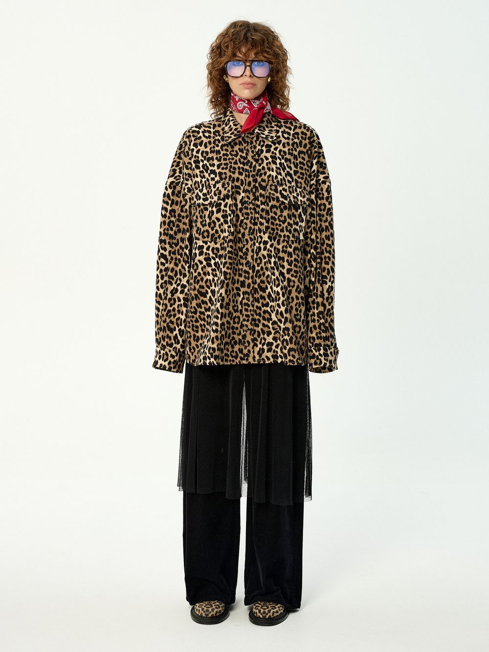 Рубашка Kraizy Stripes Leo Wild джинсовая леопардовая