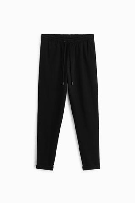 ZARA БРЮКИ EASY CARE С ПОЯСОМ НА ШНУРКЕ,   ЧЕРНЫЙ