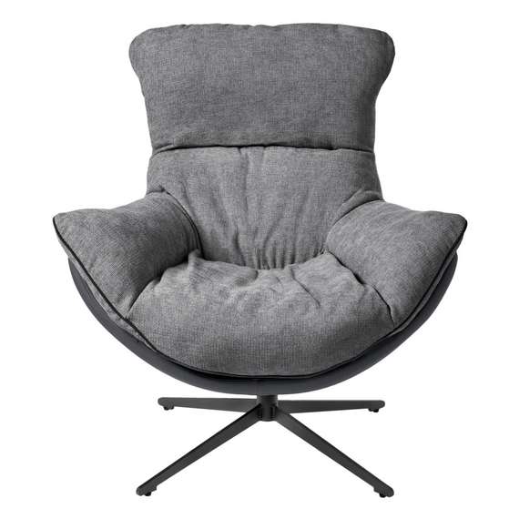 Кресло Hugo тёмно-серая экокожа, шенилл