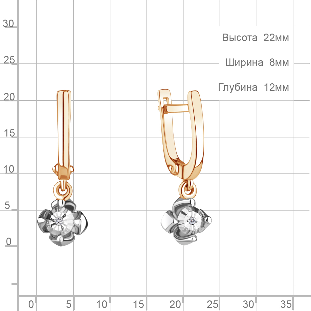 942752к Серьги из Золота с бриллиантами из коллекции "Shine Line"