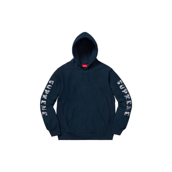 Supreme FW18 Gradient Sleeve Hooded Sweatshirt Navy LOGO