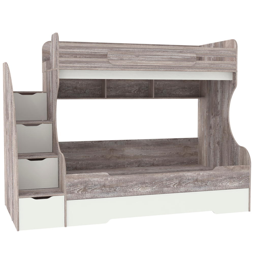 Трехъярусная кровать КарИВи БИГ Бетон Белый