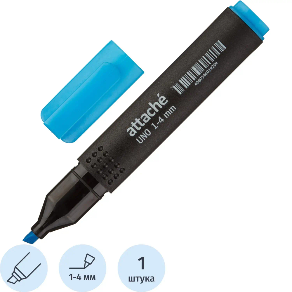 Маркер текстовыделитель Attache Economy Uno 1-4мм синий