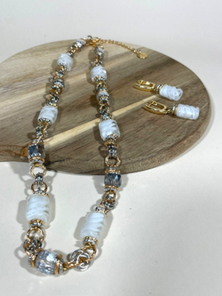 Комплект колье и серьги муранское стекло