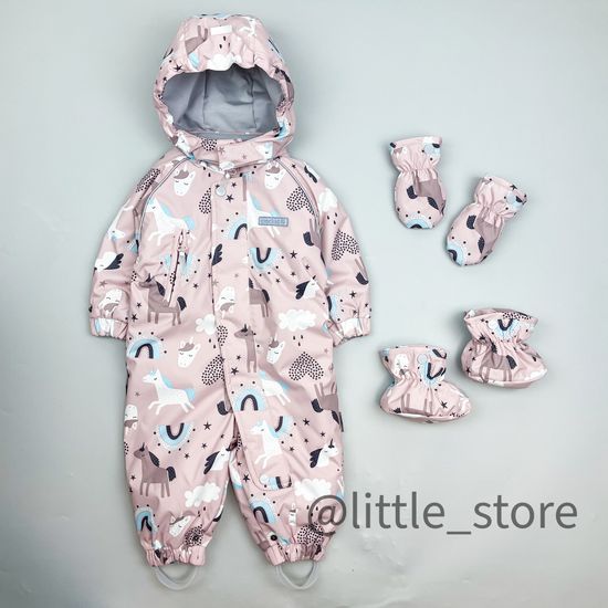 Комбинезон демисезонный "Единороги" пудра