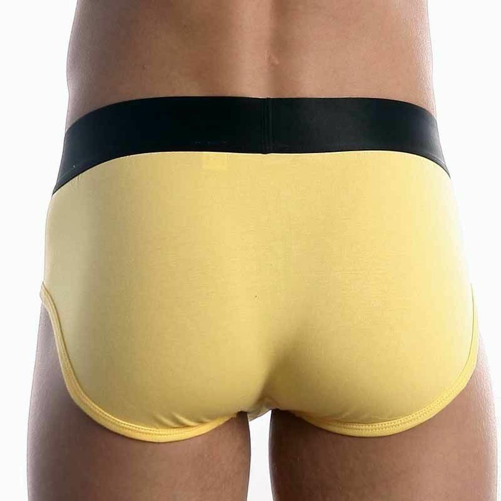 Мужские трусы брифы желтые Calvin Klein Steel Black Waistband Yellow