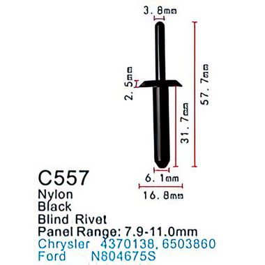 Клипса для крепления внутренней обшивки а/м Крайслер/ Линкольн/ Ленд Ровер пластиковая (100шт/уп.) Forsage клипса C0557(Chrysler/Lincoln/Land Rover)