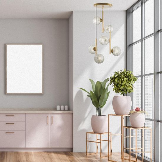 5292/6 MODERNI LN23 000 матовое золото Светильник подвесной E27 6*8W LED 220V GENEVA