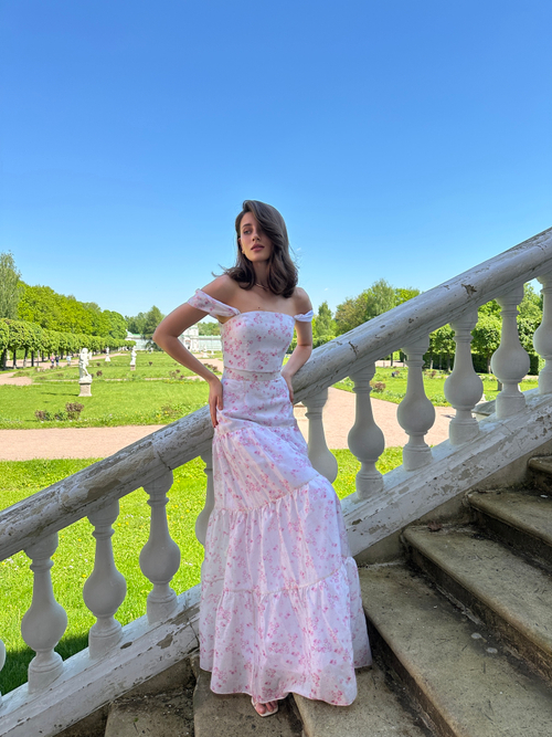 Юбка из тенселя макси с розами