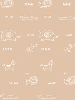 Постельное белье Сказка "SAFARI/Safari (компаньон)" 1,5-сп Наволочка 50х70 см 1 шт Простынь на резинке 90х200 см Пододеяльник 145х215 см, перкаль