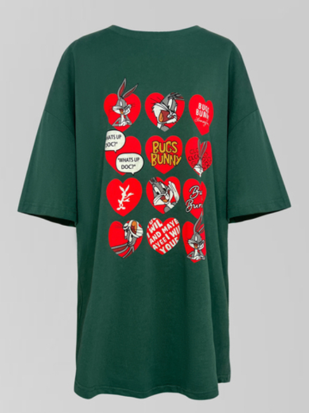 Футболка JN 087 удлиненная свободная с принтом спереди