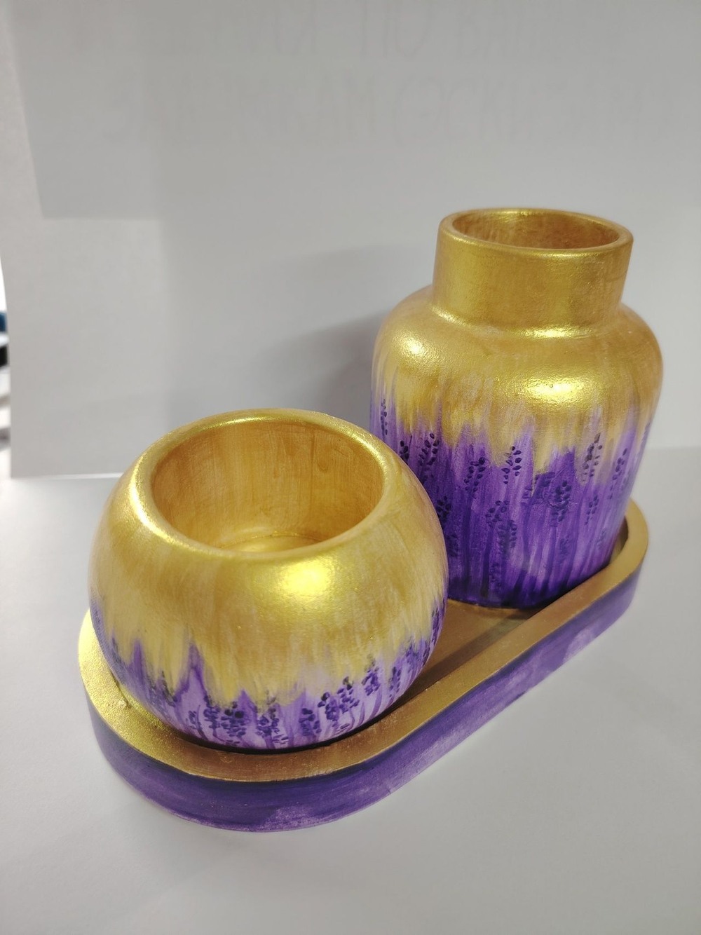 Комплект Вазочка,подсвечник,подставка