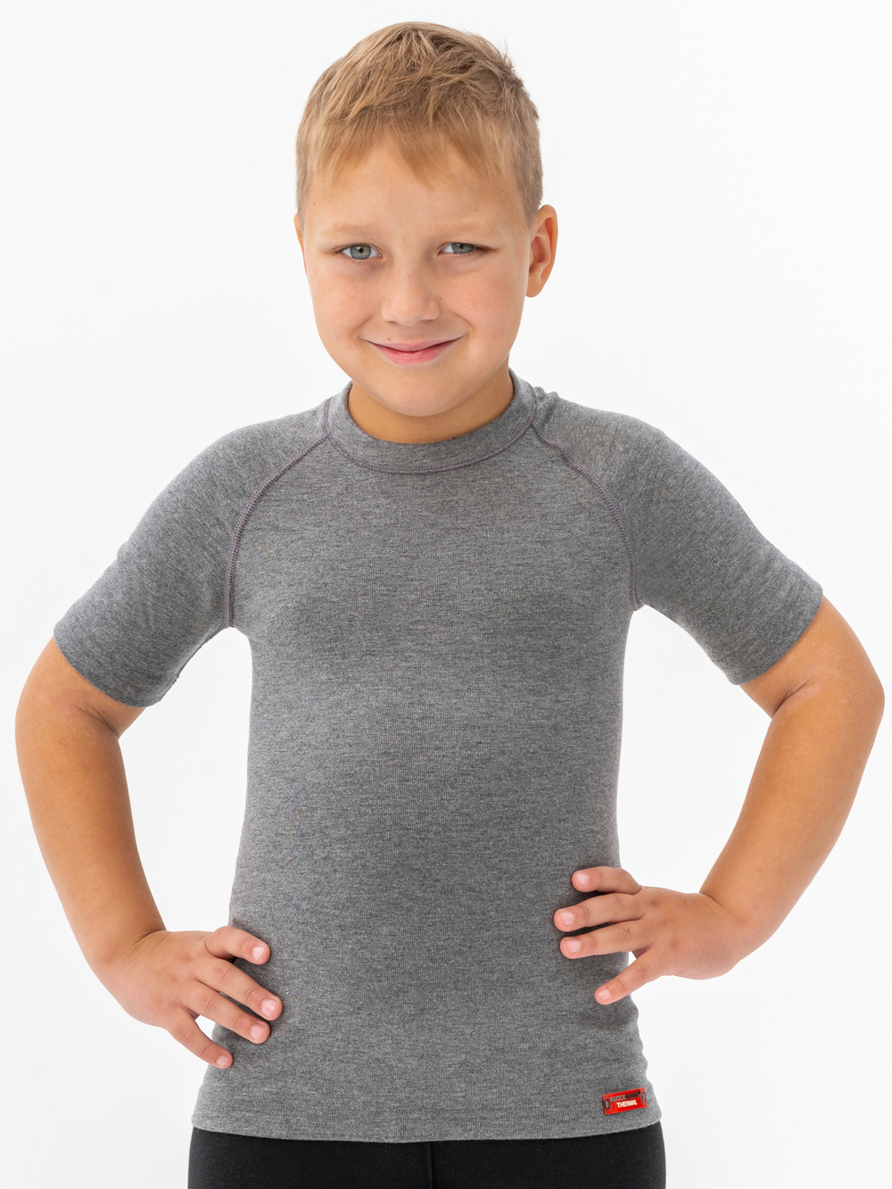 Футболка детская термо унисекс серый меланж