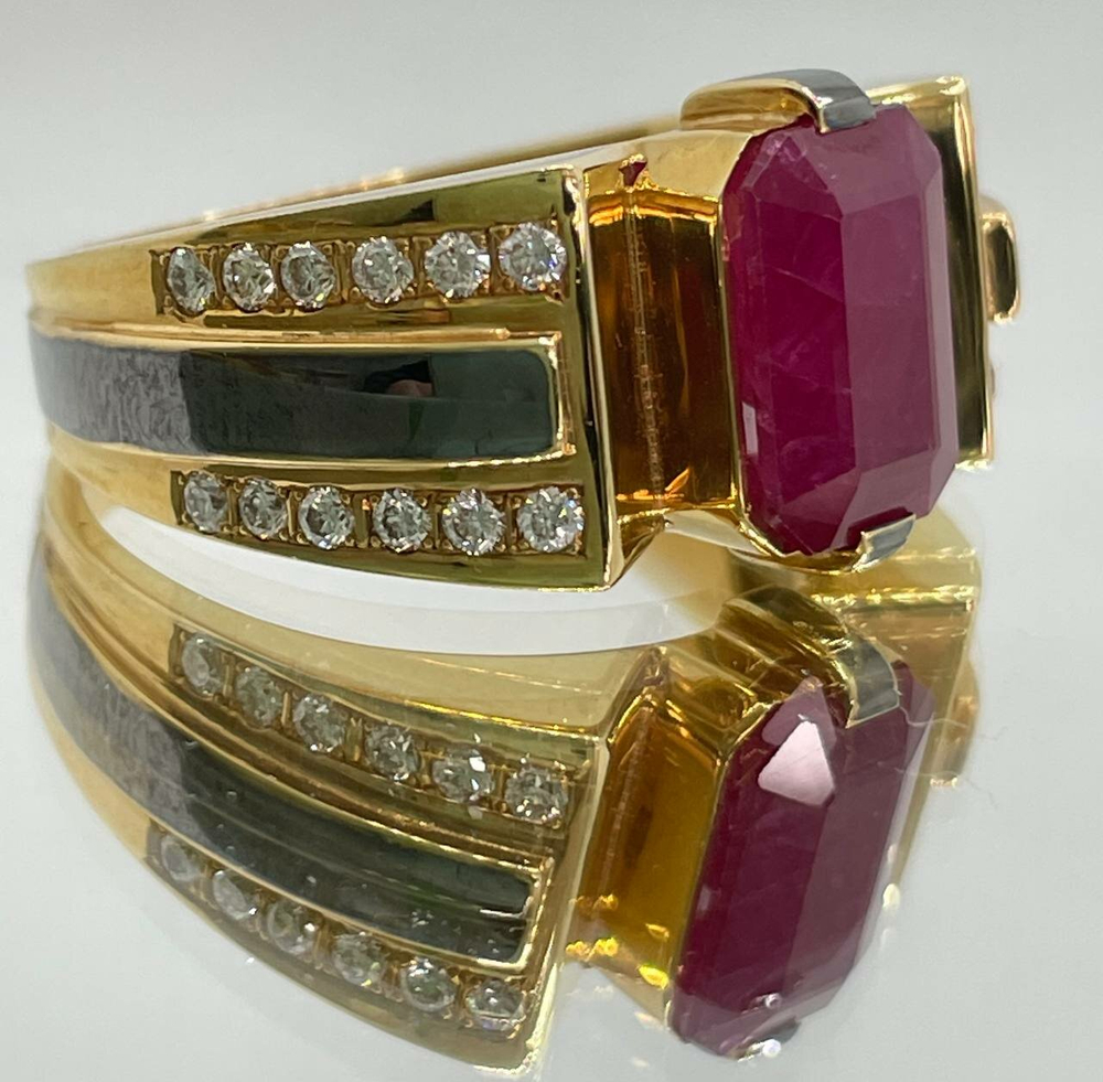 Перстень Эстерелла золото 750, рубин, бриллиант