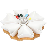 Менажница керам, 26х5 см, 6 секц, бамбуковая подст, Y4-3218