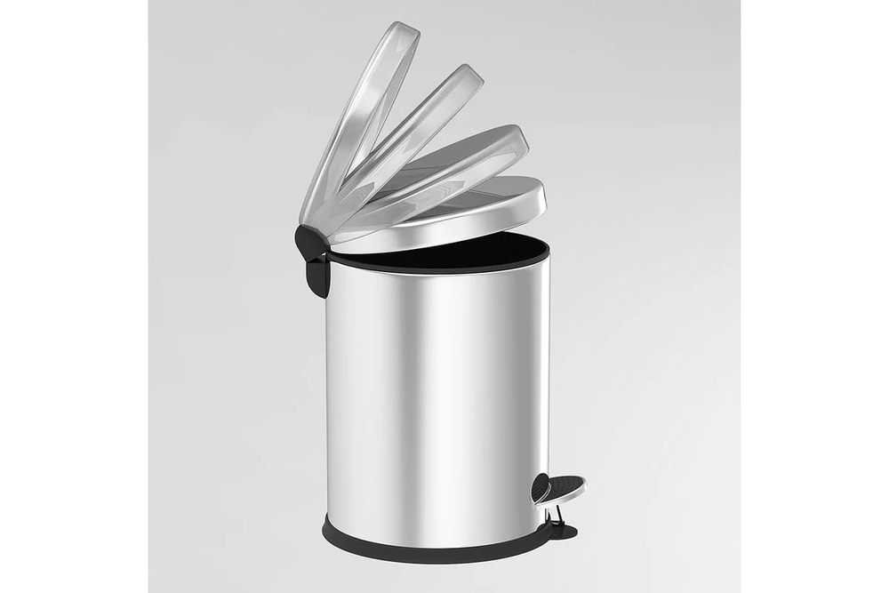 Ведро для мусора 8 л круглое с педалью и доводчиком, из нержавеющей стали PERILLA