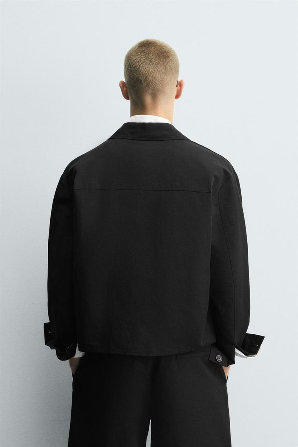 ZARA КУРТКА-РУБАШКА СВОБОДНОГО КРОЯ С КАРМАНАМИ, ЧЕРНЫЙ