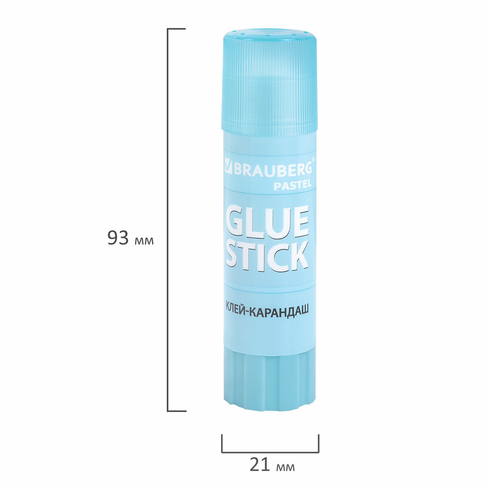Клей-карандаш в пастельном корпусе BRAUBERG PASTEL 15 г PVP-основа ассорти (20 штук в упаковке)