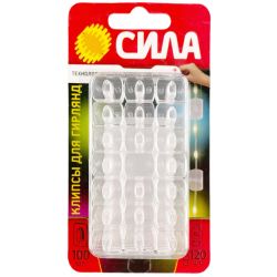 Клипсы СИЛА SCC-D20-T100 для гирлянд с технологией бесследного удаления 100 шт, 120 полосок до 200 г прозрачные | Сила