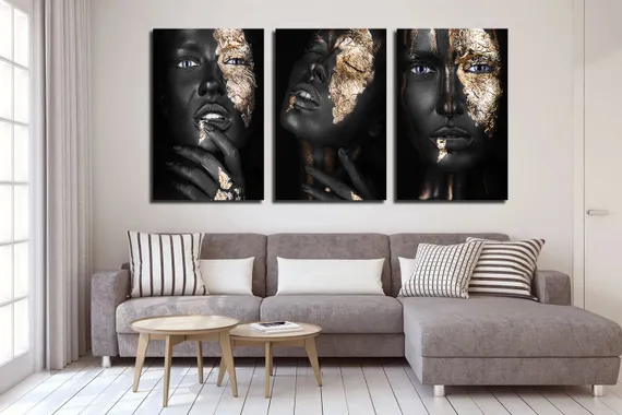 Модульная картина "Девушки в черно-золотом цвете"