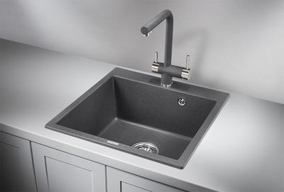 Granula 5102, ГРАФИТ (ЧЁРНО-СЕРЫЙ), кухонная мойка, кварц