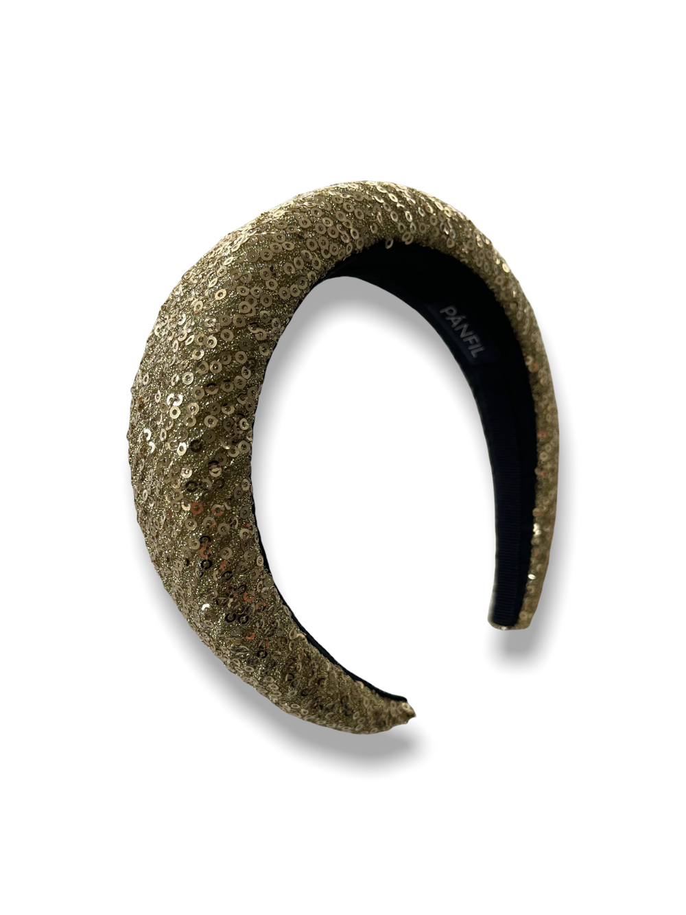 Ободок из золотистого шелка с пайетками